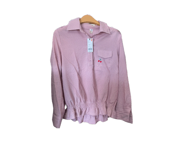 Kemeja pink white stripes