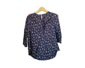 Kemeja Blouse Biru Floral