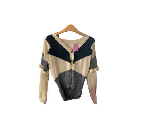 Cardigan Rajut Cream Stripes