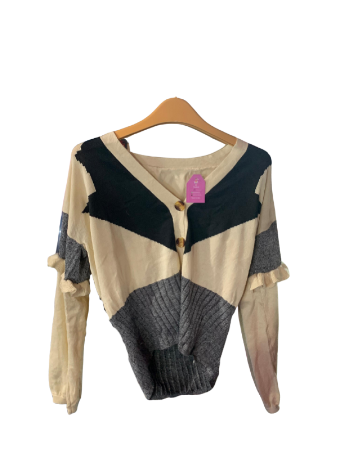 Cardigan Rajut Cream Stripes